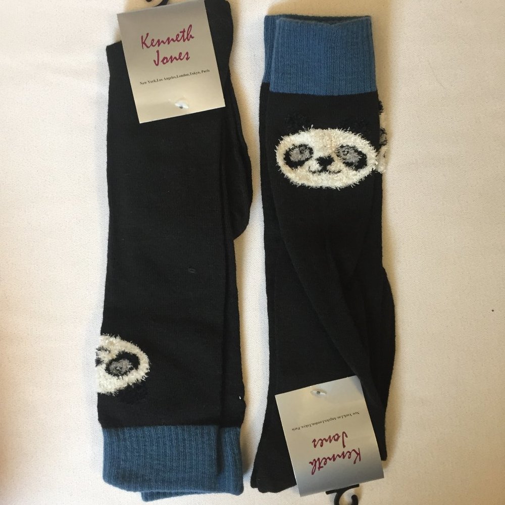 2 x Kenneth Jones Knee High Panda Socks /Shoe 4-10